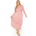 Plus Size Women's Basic Long Sleeve Maxi Dress