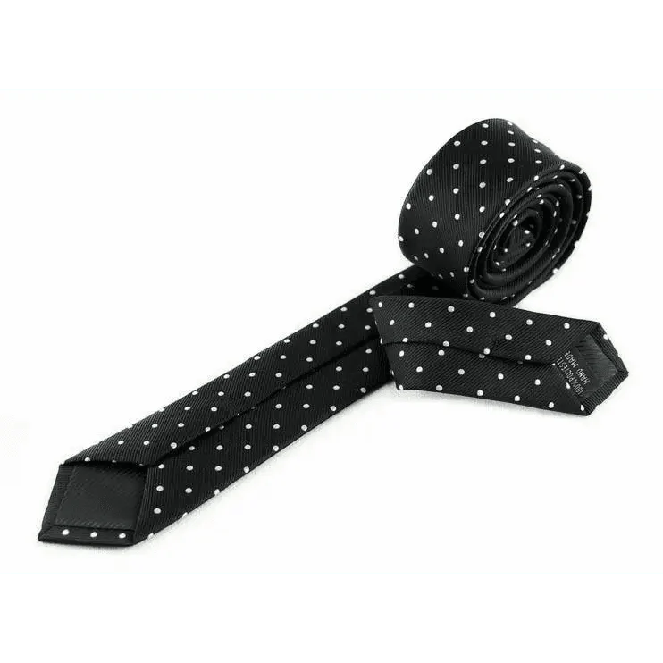 Business Black Skinny Ties Polyester Silk Necktie For Men Washable Formal Office Simple Design Necties Solid Color Skinny Tie Slim Necktie For Men