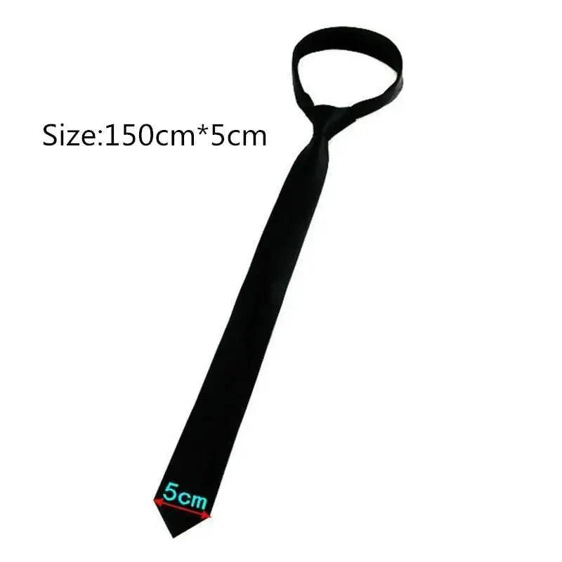 Business Black Skinny Ties Polyester Silk Necktie For Men Washable Formal Office Simple Design Necties Solid Color Skinny Tie Slim Necktie For Men